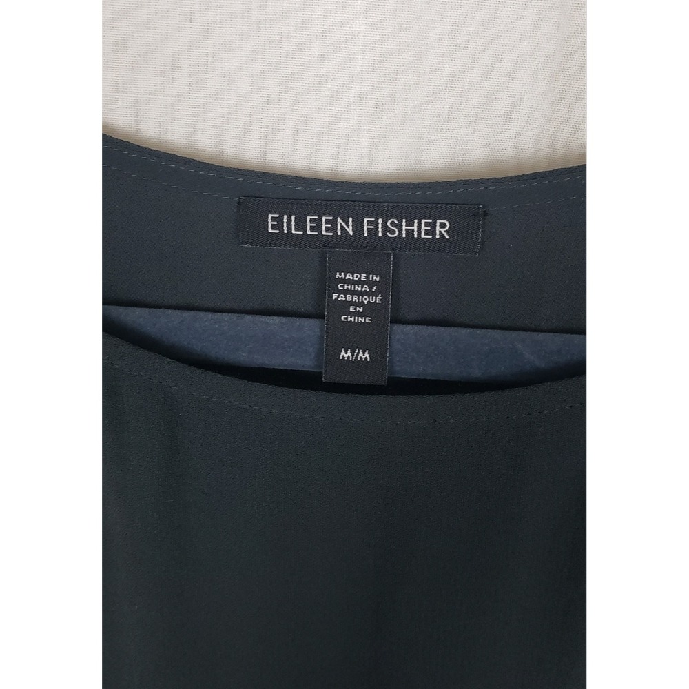 Eileen Fisher Gray 100% Silk Sleeveless Shell Tunic Tank Top High-Low Hem M - Picture 3 of 9